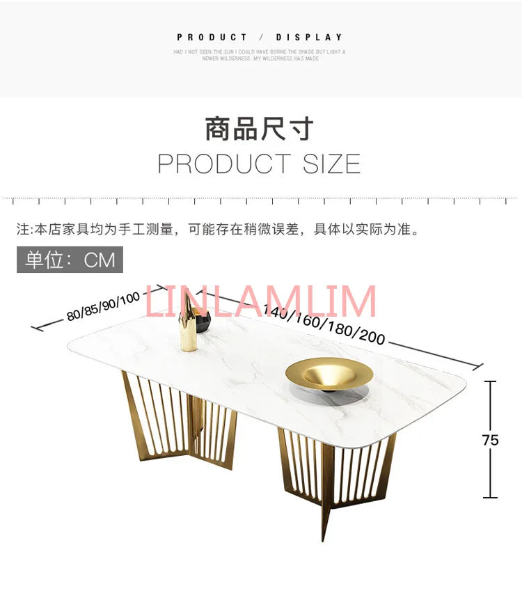 Stainless steel Dining Room Set Home gold minimalist modern marble dining table and 6 chairs mesa de jantar muebles comedor