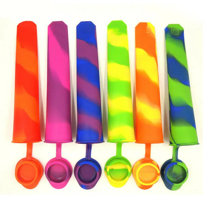 6pcs/set Ice Cream Pole Mold Ice Lolly Baking Frozen Mould DIY Bar Silicone Push Up Popsicle Lolly Mould