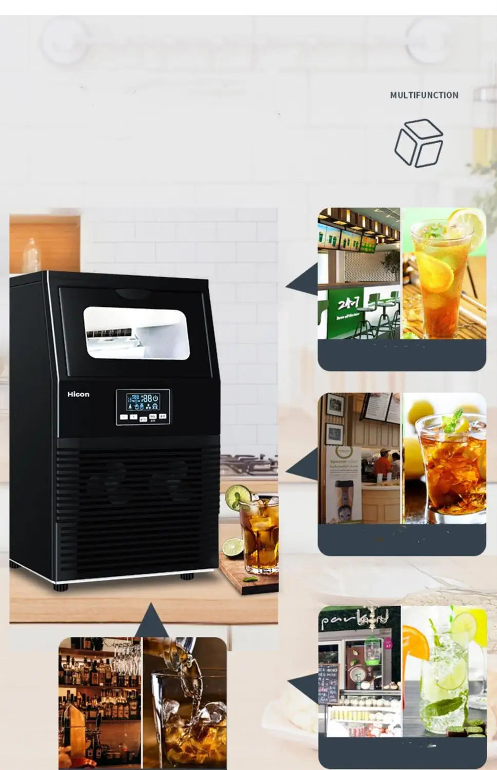 Electric Square Shape Ice Maker Automatic Portable Block Ice Cube Making Machine For Bar Coffee Shop 40kg/24H WZB-40F/A 200W