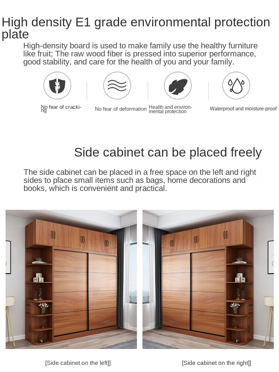 Sliding door wardrobe sliding door wooden wardrobe assembly bedroom household locker