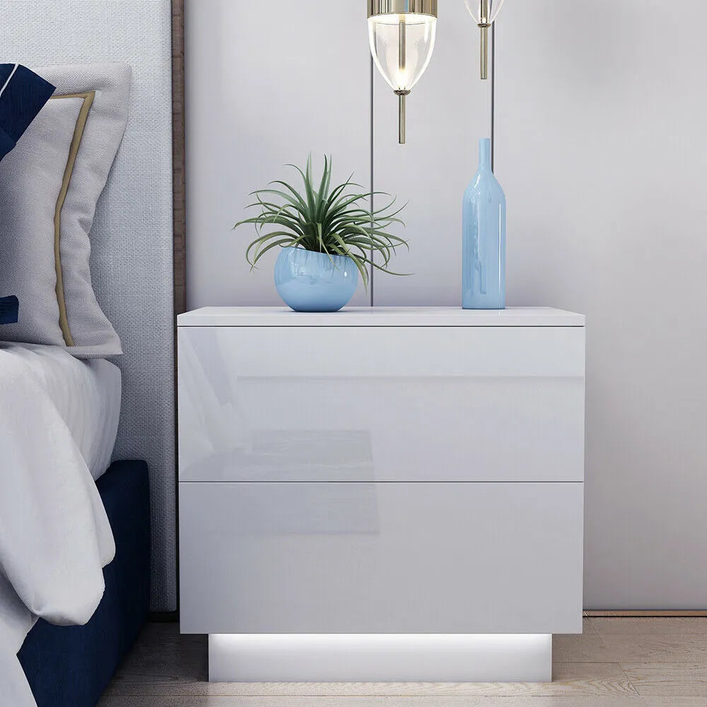Modern Simplicity LED Nightstand Bedside Table Magazine Cabinet Storage Organizer Bedroom Furniture Night Table Coffee Tables
