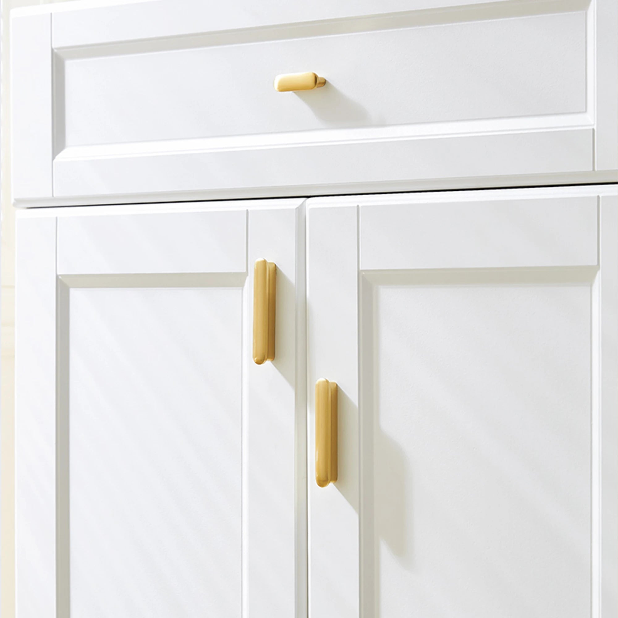 MFYS 32/64mm Hole centers Cabinet Drawer Handles Gold Solid Brass Door Knobs Modern Luxury Furniture Hardware Kitchen Accessory