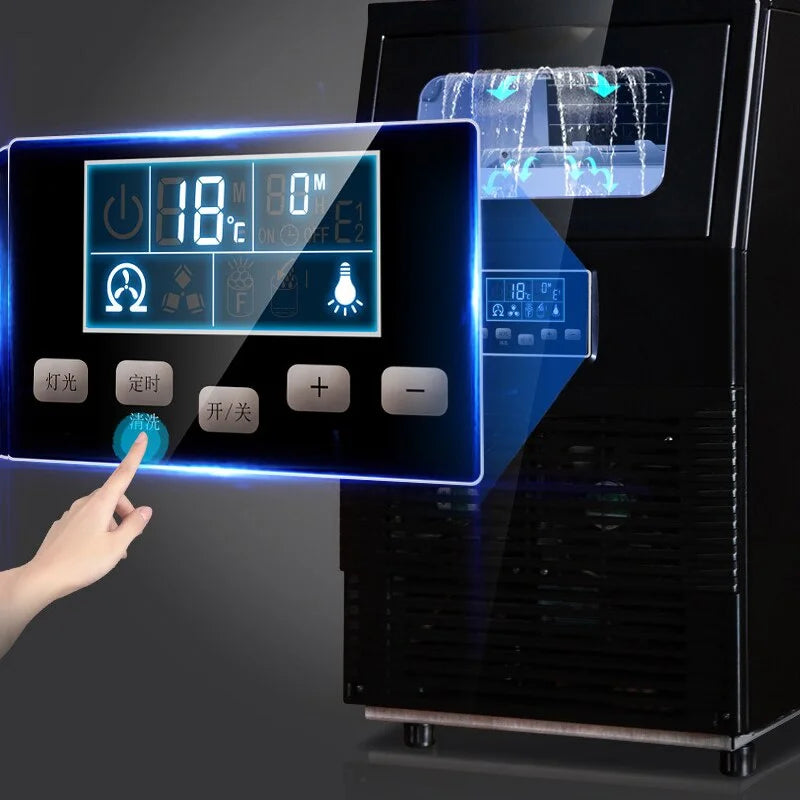 Commercial 40KG-68KG Ice Maker Machine Desktop Milk Tea Shop Ice Maker Bar Household Automatic Cube Ice Maker