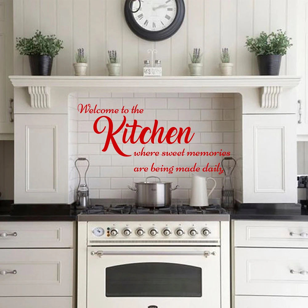 Family Kitchen Wall decal quote Welcome To The Kitchen Dining wall Sticker Room Decoration Vinyl Kitchen wall decor Mural X625