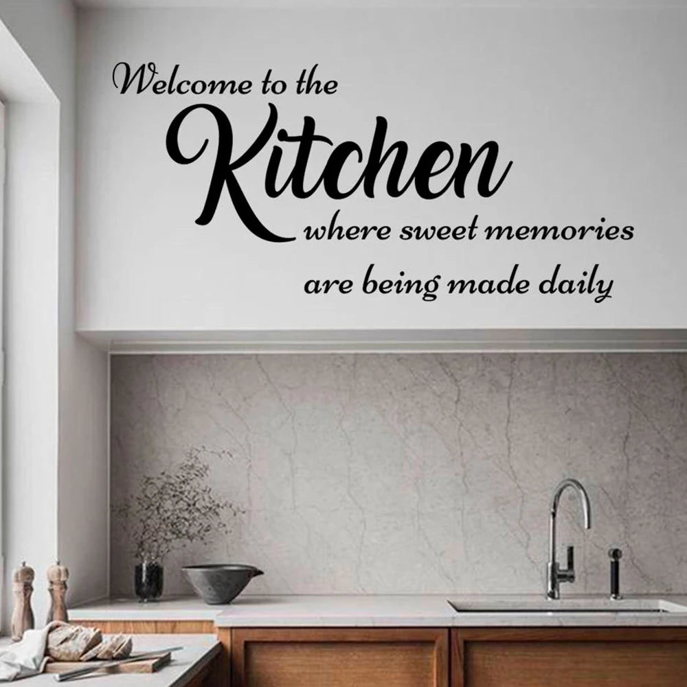 Family Kitchen Wall decal quote Welcome To The Kitchen Dining wall Sticker Room Decoration Vinyl Kitchen wall decor Mural X625