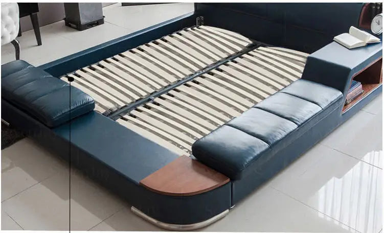 Europe and America Genuine leather bed frame Modern Soft Beds Home Bedroom Furniture cama muebles de dormitorio / camas quarto