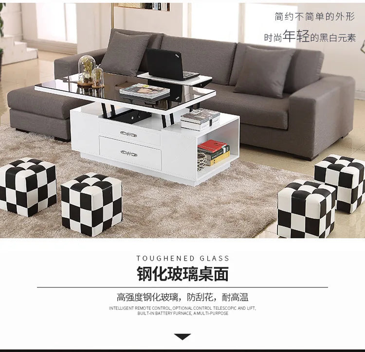 electric multifunction foldable Coffee Table Living Room liftable and lowerable minimalist rectangle mesas centro dining table