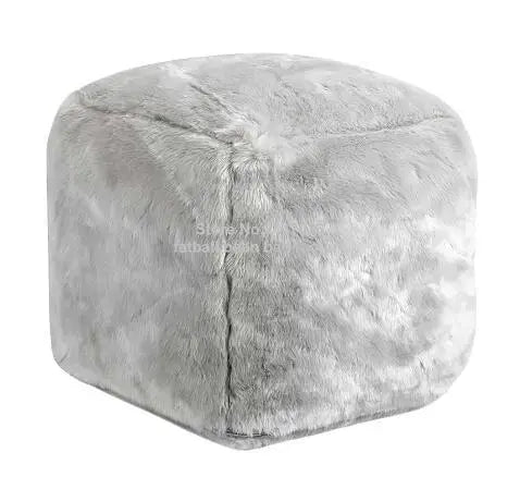 EXCLUSIVE and elegant bean bag in fur footstool and ottomans, CUBE seat, foot rest chair