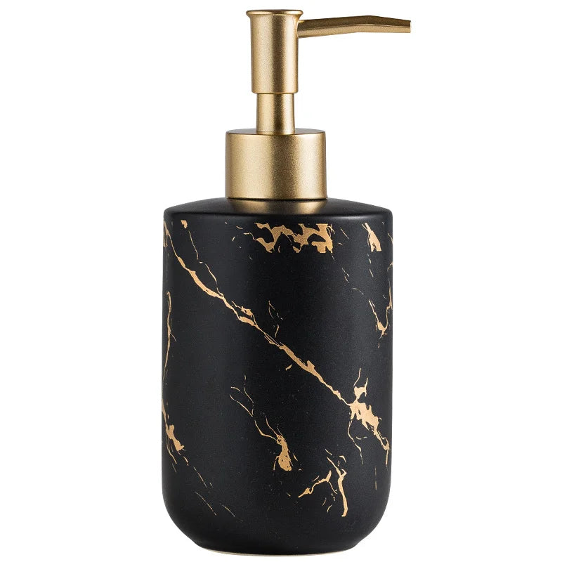 Bathroom Accessories Set Black Gold Marble Bathroom Set With Toothbrush Holder Lotion Dispenser Soap Dish Tumbler Home Organizer
