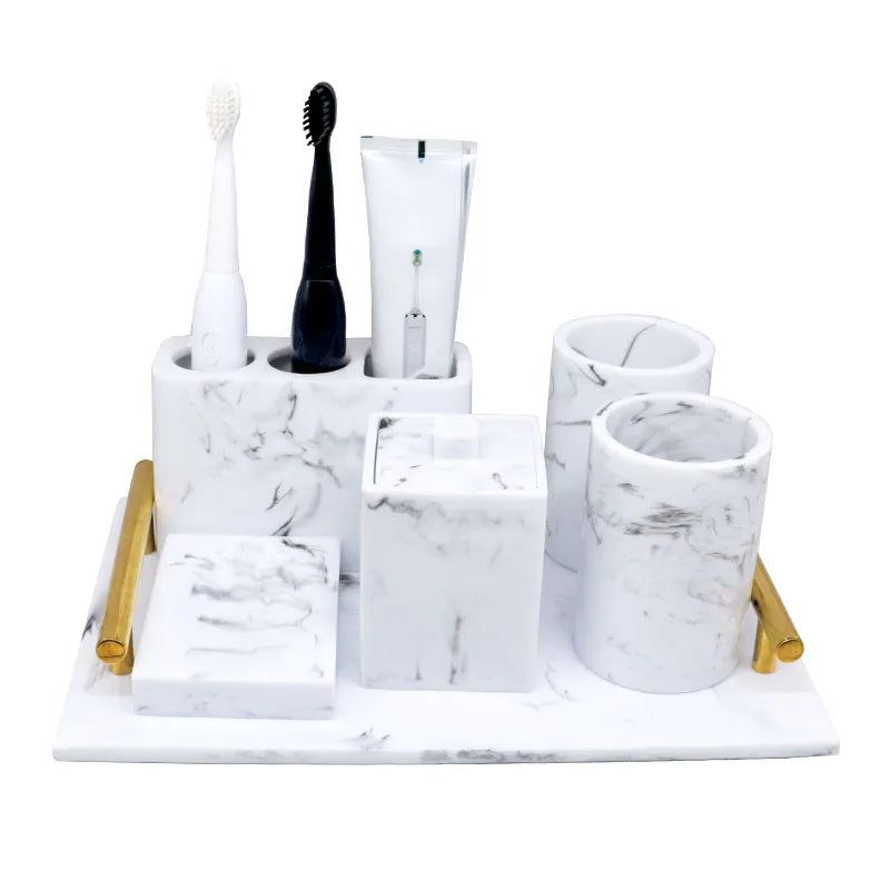 Bathroom Accessories Set Soap Dispenser Toothbrush Holder Soap Holder Tray Lavatory Luxury 5-6 Pcs Set Wedding