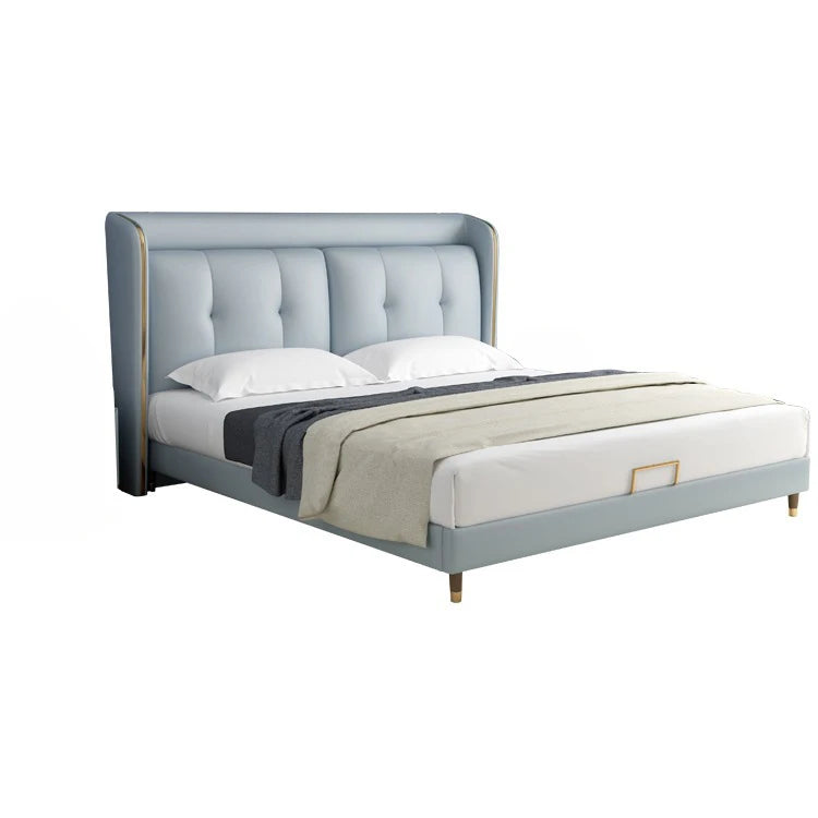 Genuine Leather multifunctional bed frame modern Nordic camas rectangle ultimate bed  кровать двуспальная lit beds سرير  muebles