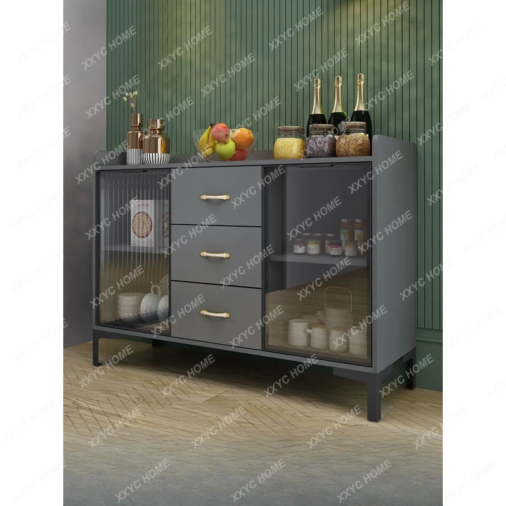 Sideboard Cabinet Kitchen Living Room Storage Locker Glass Door Stone Plate Tea Cabinet