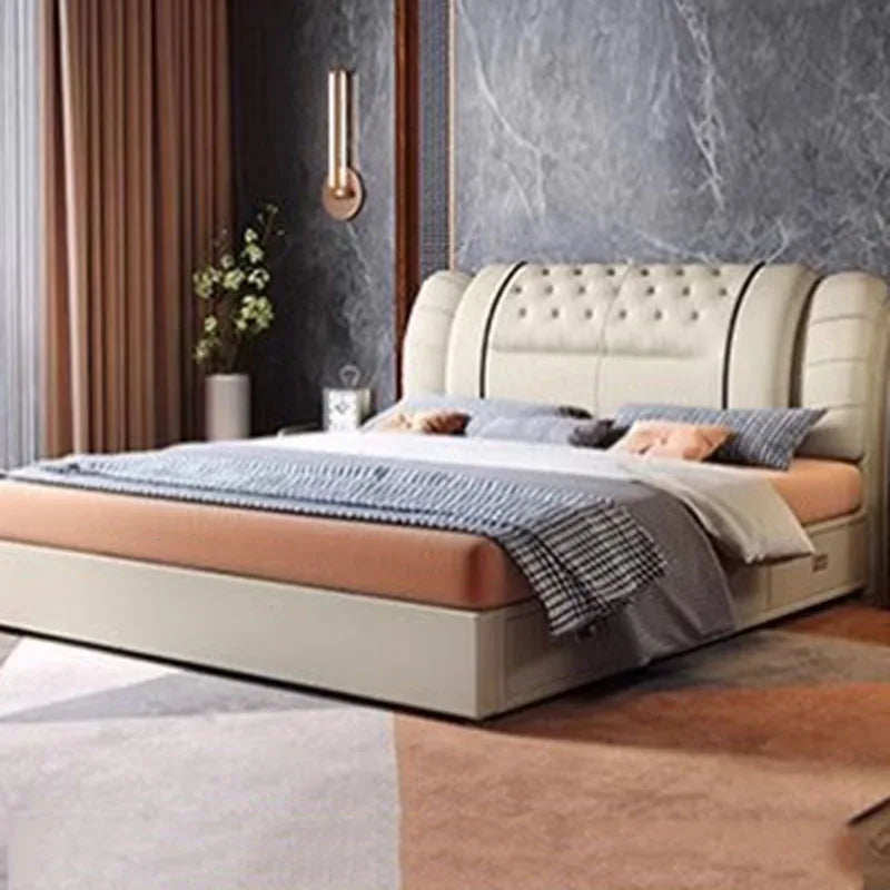 Queen European Double Bed Royal Modern Whitr King Size Frame Double Bed Girl Sleeping Cama Matrimonio Furniture For Bedroom