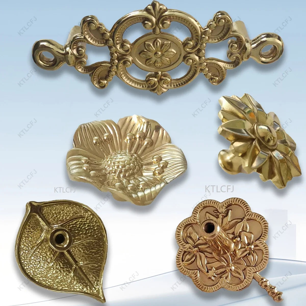 Accessories Flower/Leaf Shaped Drawer Door Cabinet Handle Furniture Light Luxury Brass Forged Handle