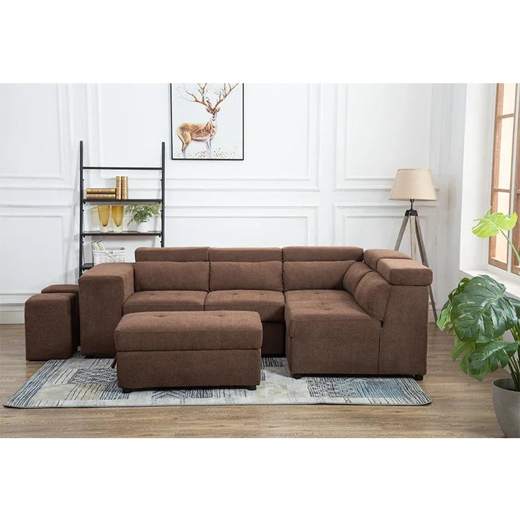 New Best Selling Trustworthy Corner Foldable Air Leather Suede Sleeper Sectional Sofa Bed