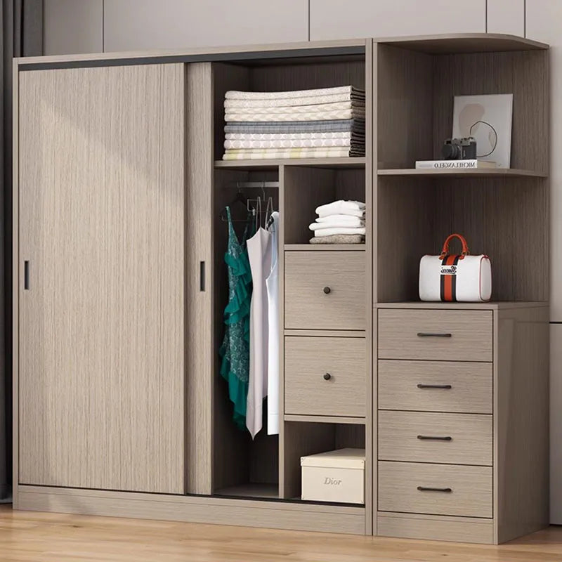 Modern European Wardrobe Storage Drawers Multifunction Wooden Wardrobe Bedroom Organizer Armario Para Ropa Room Furniture