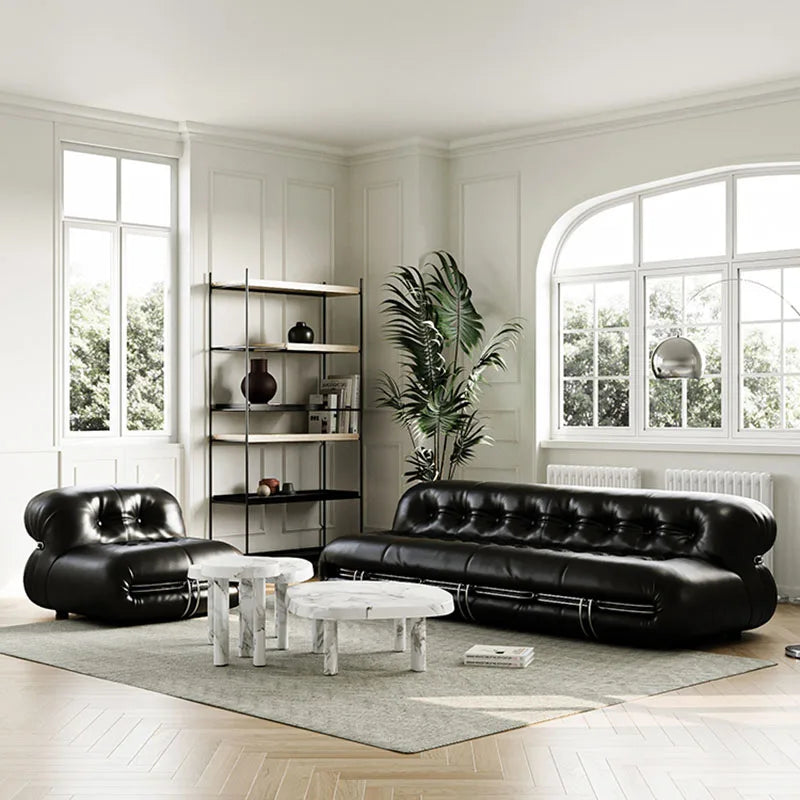 Cute Europe Relax Sofa Soft Black Leather European Luxury Modern Sofa Daybed Designer European Salon Meuble Home Furniture