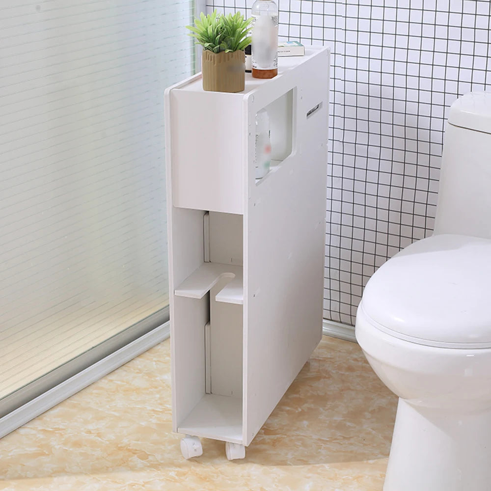 4 Layer Toilet Side Cabinet Narrow Storage Cabinet Toilet Receive Bathroom Cabinet Movable Floor-To-Ceiling Low Shelves