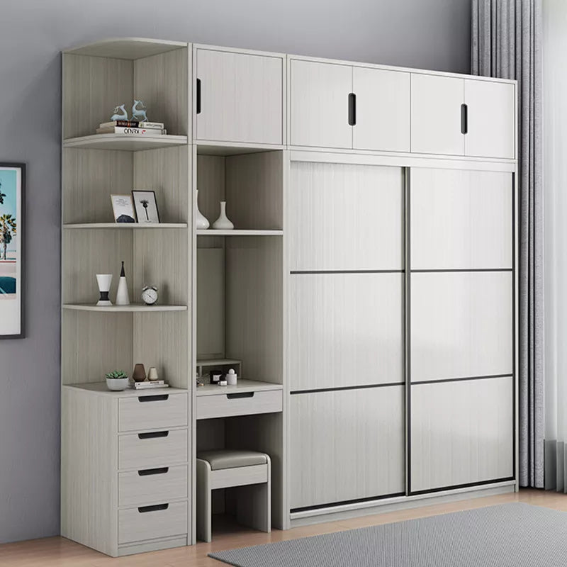 Bedroom Furniture Nordic Wardrobes Clothes Closet Organizer Modern Multifunctional Furniture With Storage,Drawer,Dresser,Mirror,