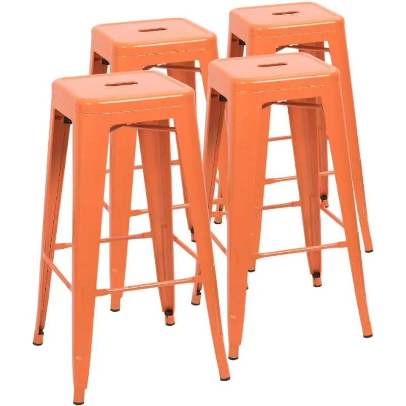 Metal Bar Stools 30" Indoor Outdoor Stackable Barstools Modern Style Industrial Vintage Counter Bar Stools Set of 4