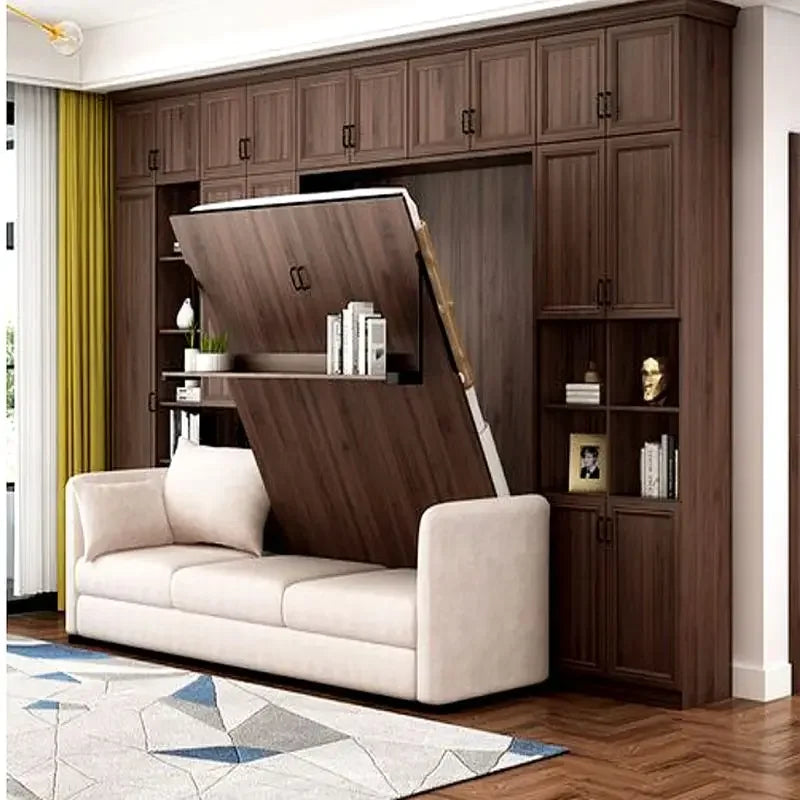 Invisible Bed Sofa Integrated Wall Bed Space-Saving Murphy Bed Invisible Bed Wardrobe Integrated Electric Sofa Invisible Bed