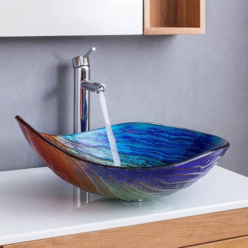 Bathroom sink, water drop art counter basin, hotel bathroom wash basin, tempered glass basin Bathroom accessories