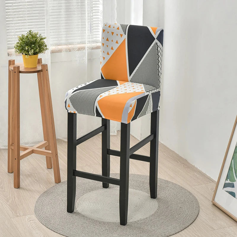 Elastic Short Chair Cover Spandex printed Bar Stool Seat Covers chair Protector Slipcovers for cafe dining room kitchen washable