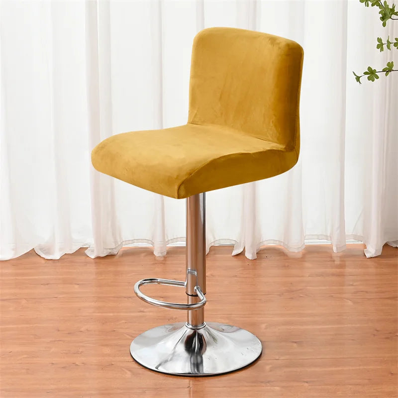 Velvet Bar Stool Chair Cover Stretch Low Back Chair Seat Case Rotating Lift Chair Cover Solid Color Dining Protector Covers Home