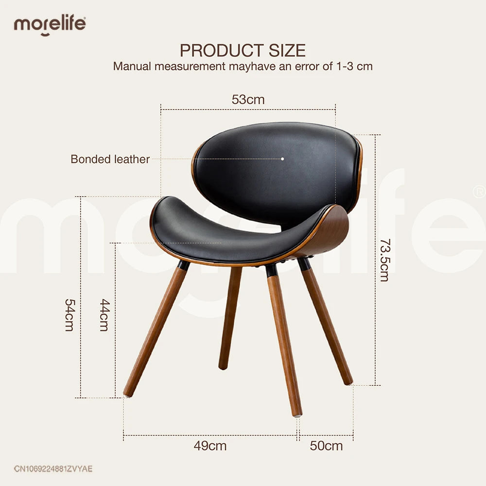 European Modern Simple Luxury Chair Back Beetle Shape Small Family Space Saving Practical Solid Wood Faux Leather Dining Chairs