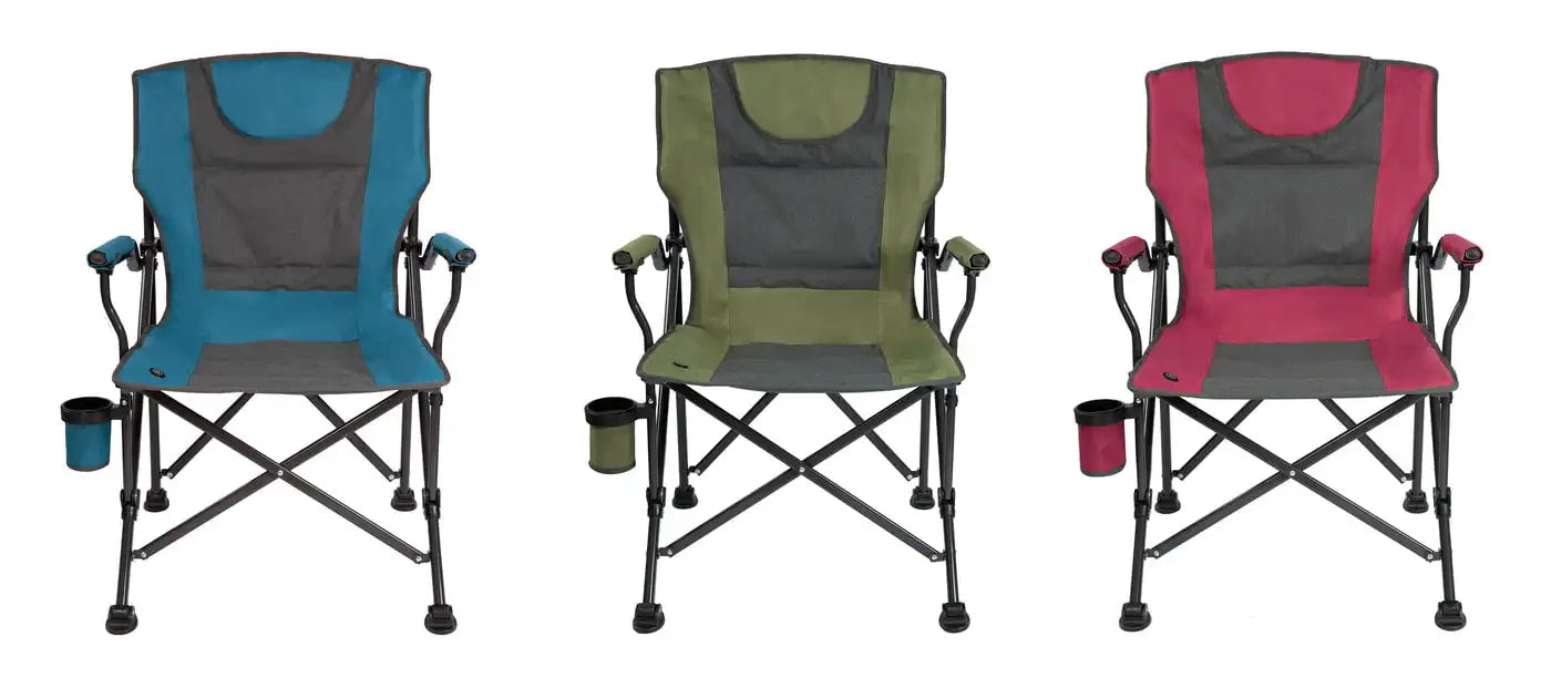 Luxury Heated Portable Camp Chair - Green/Grey - Great for Camping, Sports and the Beach