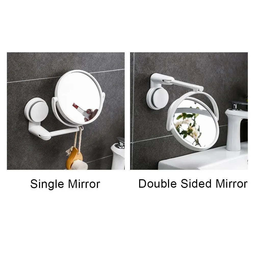 360° Rotating Wall Hang Round Vacuum Suction Folding Bath Mirrors Shave Mirrors Makeup Supplies Vanity Mirror