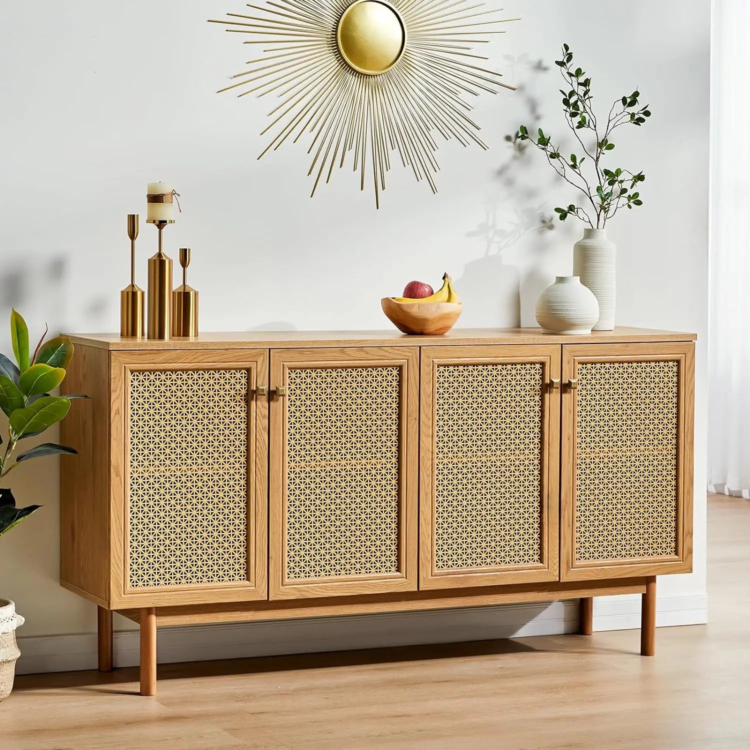 Sideboard Buffet Cabinet Adjustable Shelves Storage Cabinet with Door Large Accent Storage Credenzas for Living Room Dining Room