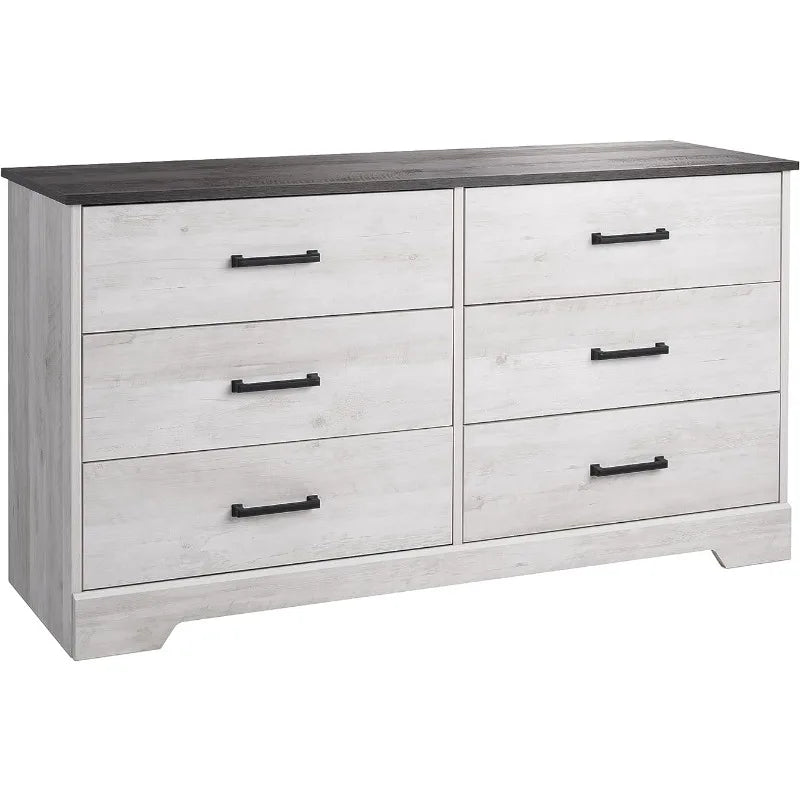6-Drawer Chest of Drawers for Bedroom, Wooden Bedroom Drawer Dresser with 6 Storage Drawers Dressing Table Bedroom