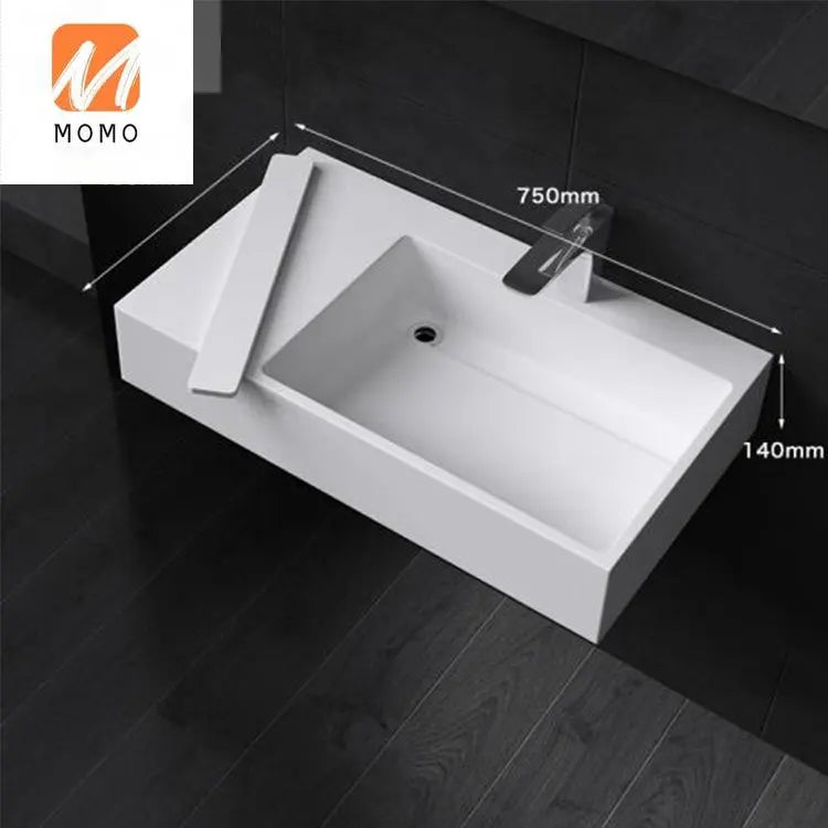 artistic solid surface sink wash basin rectangle shape bathroom wash basin counter designs