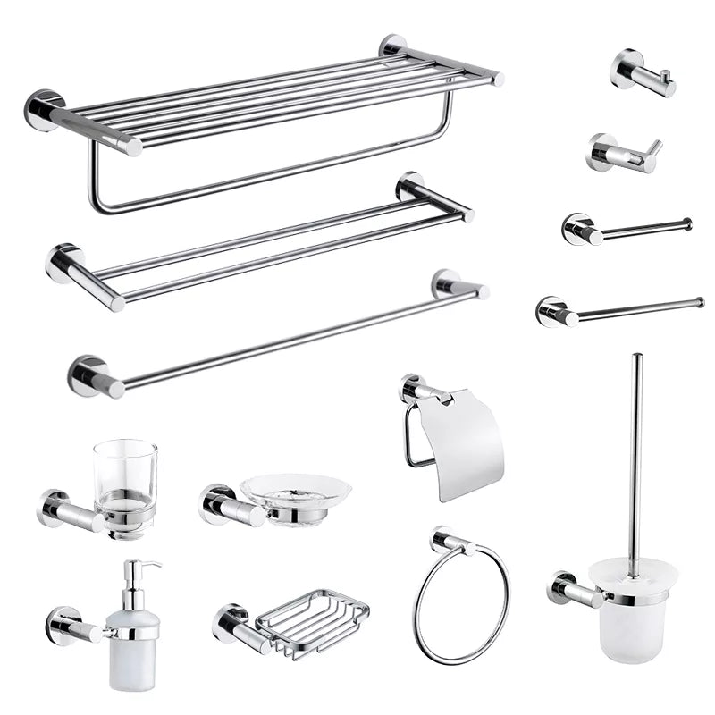 Chrome Polished Stainless Steel Towel Rack Toilet Brush Holder Wall Mounted Paper Holder Towel Bar Hook Bathroom Accessories