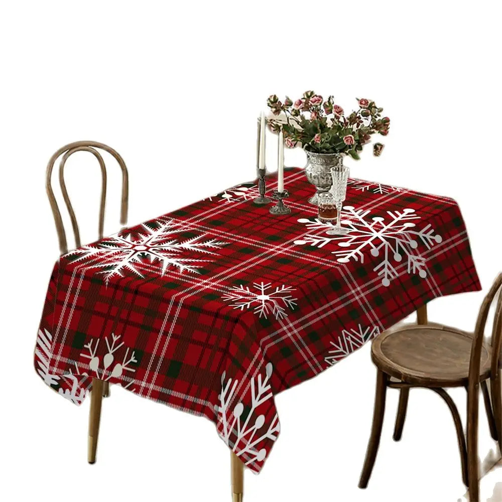 Red black plaid elk table cloth Sleigh snowman table cloth Christmas party table cloth end table tablecloth New Year decorations