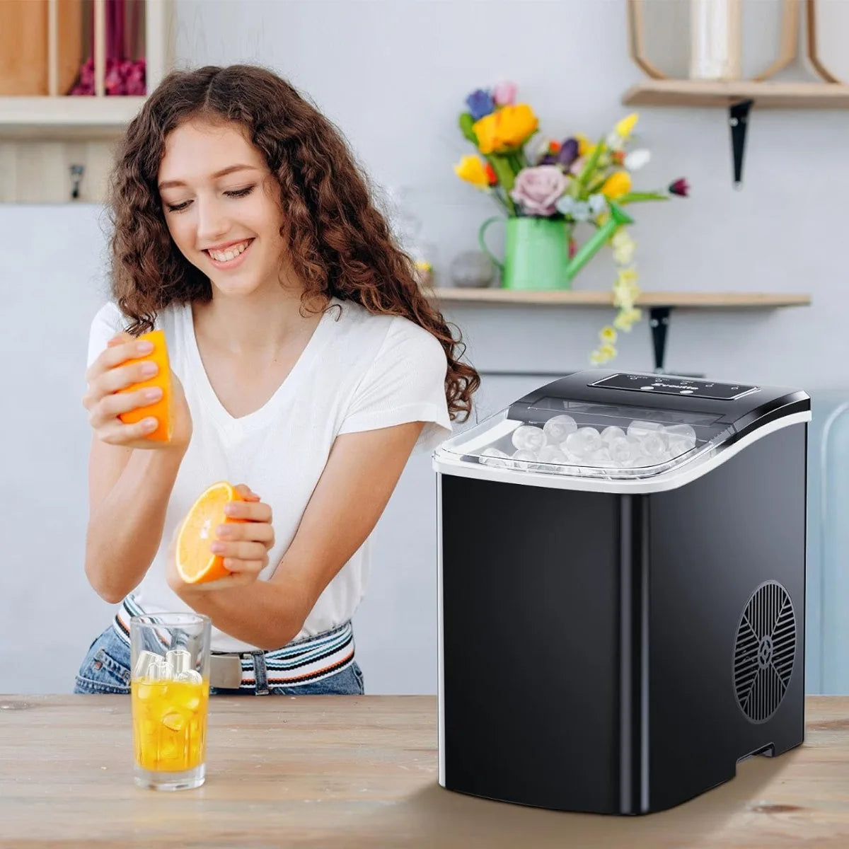 Portable Countertop Ice Maker Machine -  Self-Cleaning Countertop Ice Makers, 9 Cubes in 8-10 mins, 26 lbs/24 Hours | USA | NEW