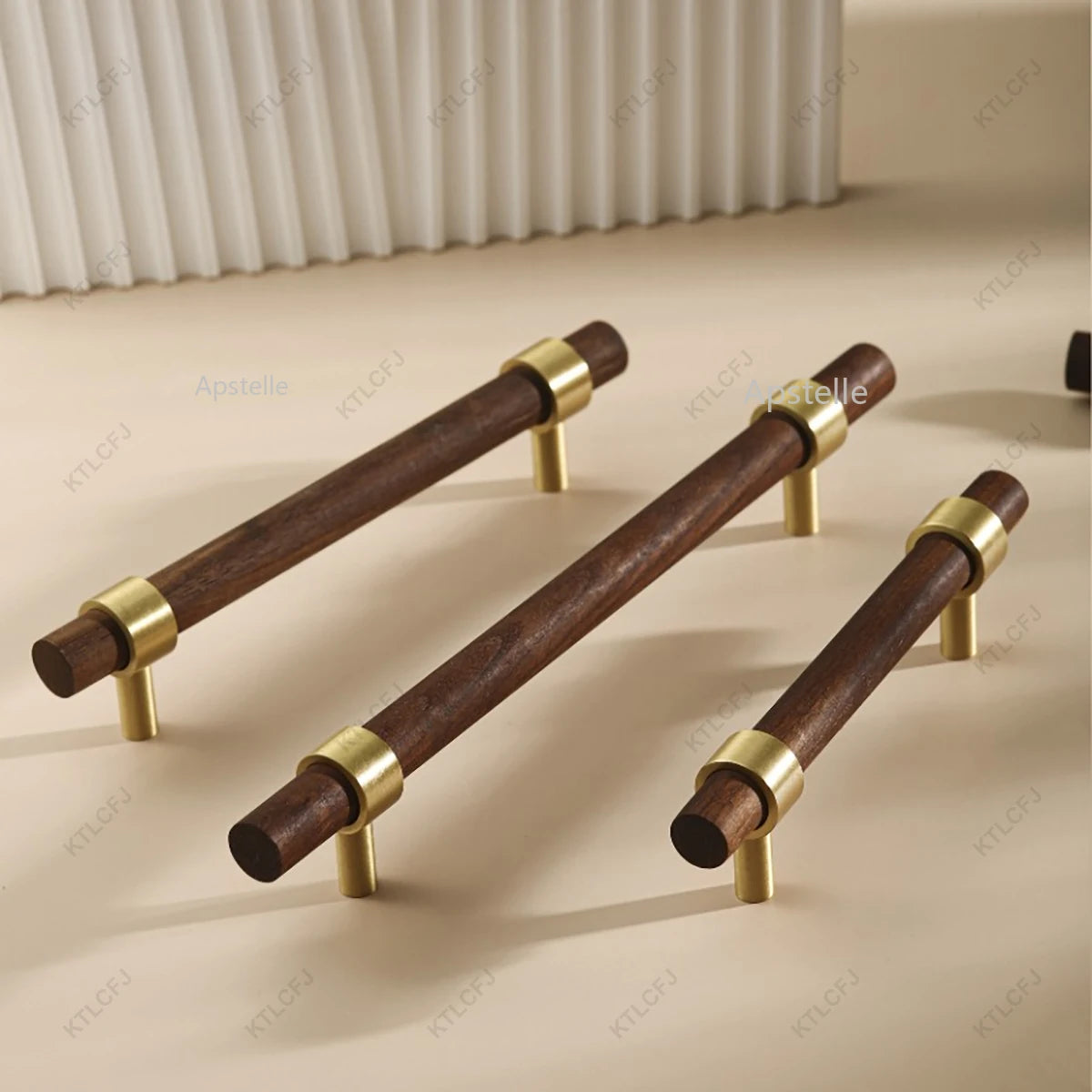 Brass Wood Light Luxury High-end Solid Wood Furniture Accessory Handle Wooden Handle Chinese Style Pure Copper Handle