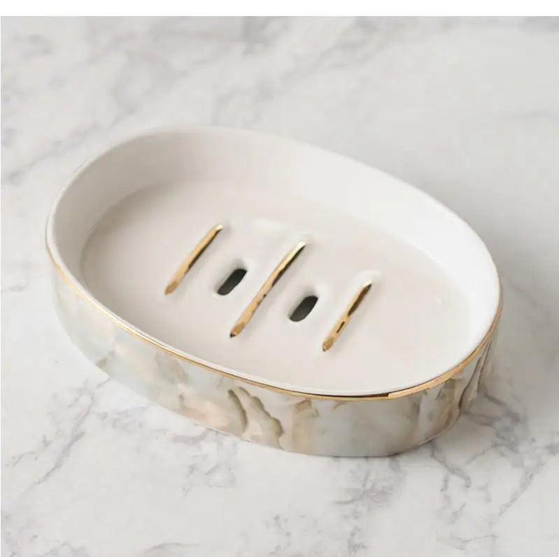 Light Luxury Ceramic Bathroom Lotion Bottle Toothbrush Holder Soap Dish Mouthwash Cup European Home Bathroom Decoration Supplies