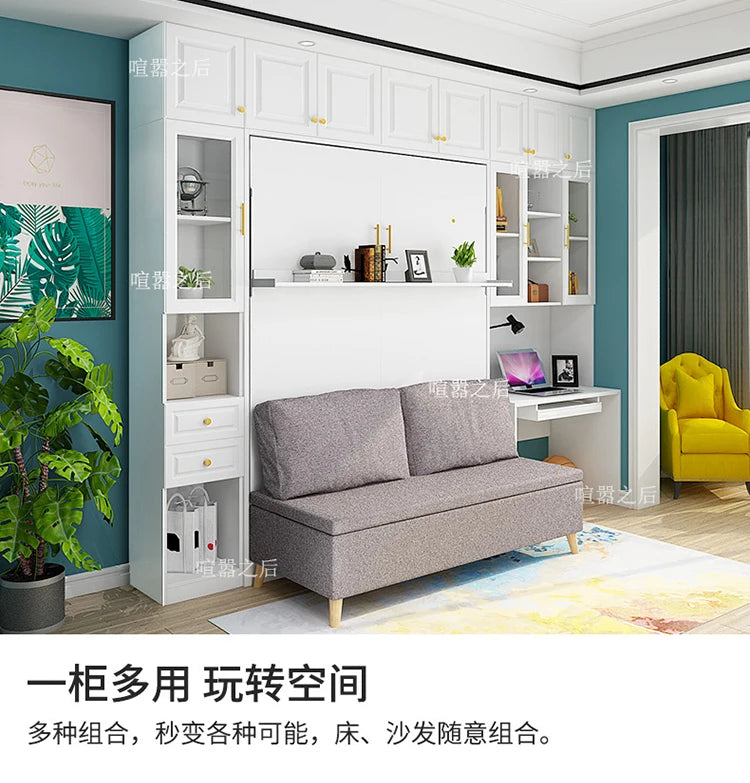 Minimalist Multifunctional Invisible Bed with Sofa Folding Bed Cabinet Integrated Wall Invisible Bed