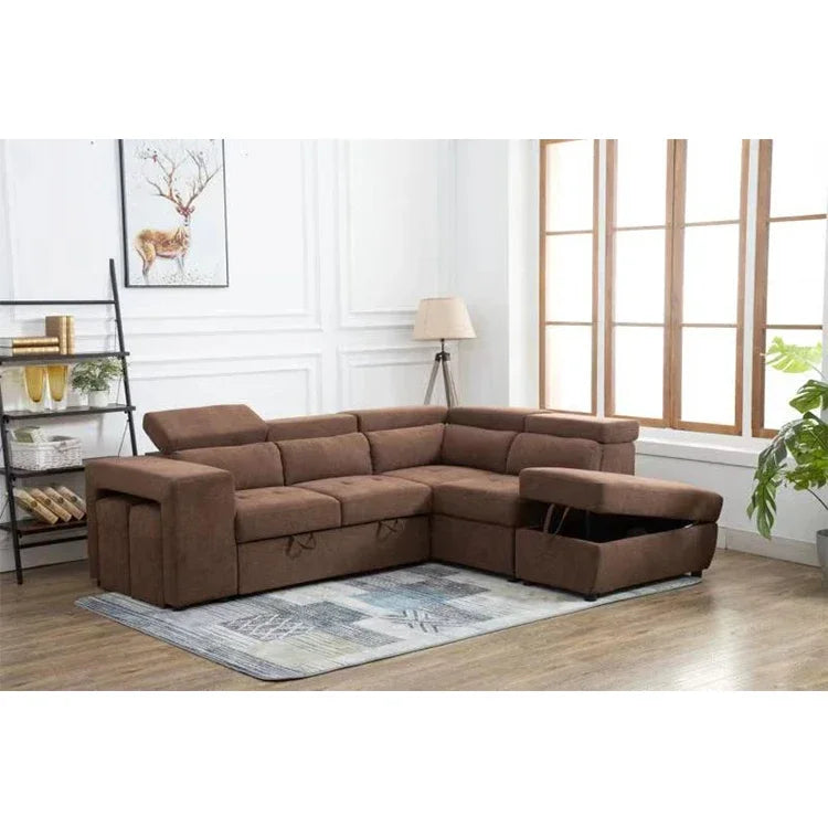 New Best Selling Trustworthy Corner Foldable Air Leather Suede Sleeper Sectional Sofa Bed