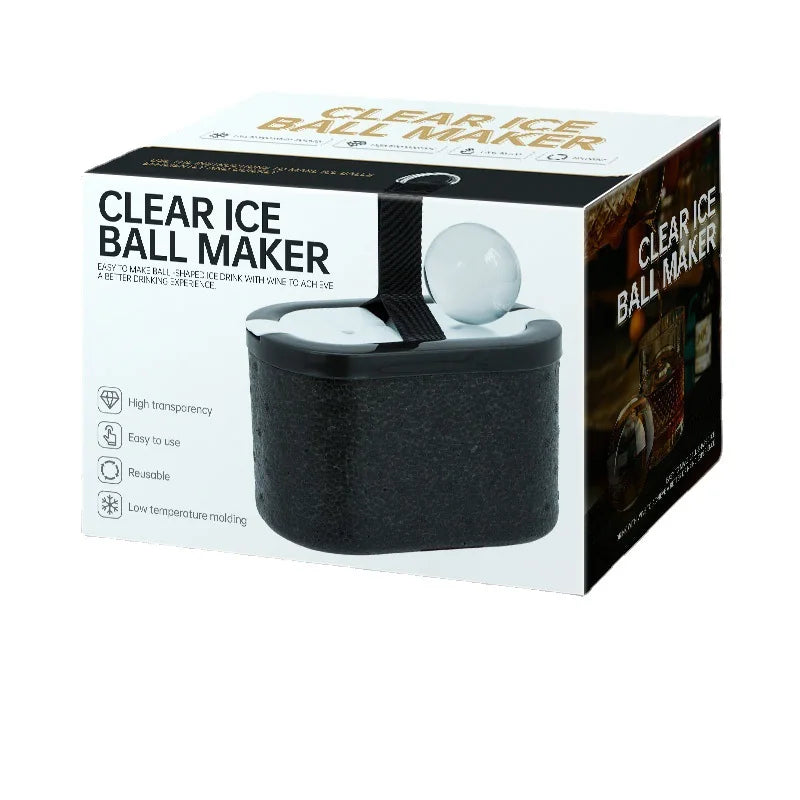 Whiskey Ice Ball Maker Mould Clear Silicone Ice Cubel Maker Sphere Cube Tray Mould  Large 2.4 Inch Round Ice Box Mold