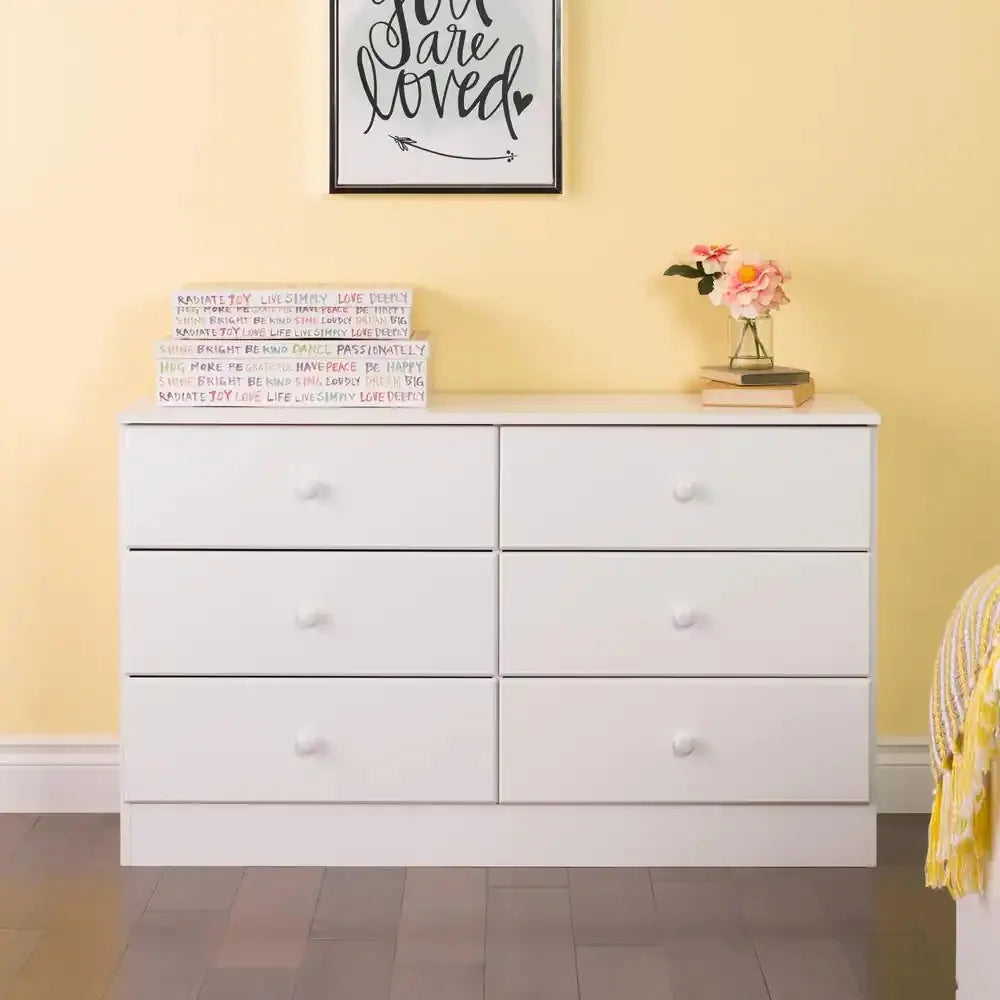 Astrid 6-Drawer White / Black /  Drifted Gray / Espresso Dresser Dressers for Bedroom , Vanity Table with Drawers