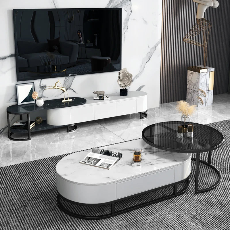 Linlamlim Marble Table Basse with Stainless Steel Nordic Rectangle Coffee Tables Tea Table Meubles TV Stand Muebles De Salón