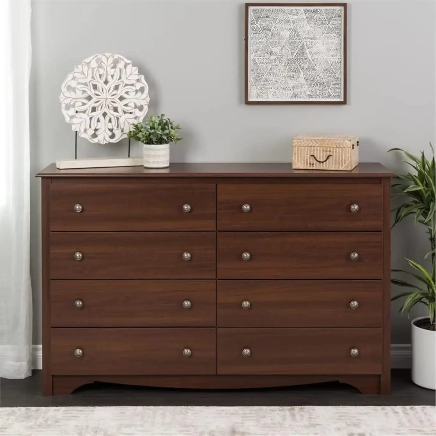 Prepac Monterey 8 Drawer Double Dresser for Bedroom, 15.75" D x 59" W x 36.25" H, White