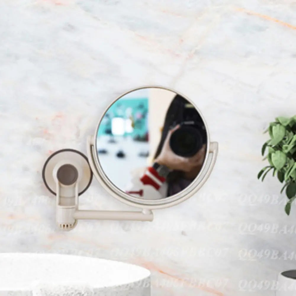360° Rotating Plastic Bath Accessories Round Folding Wall Hang Makeup Supplies Shave Mirrors Bath Mirrors Vanity Mirror