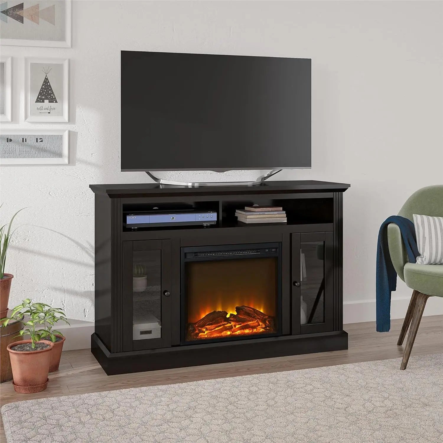 Ameriwood Home Chicago Electric Fireplace TV Console for TVs up to a 50", Espresso
