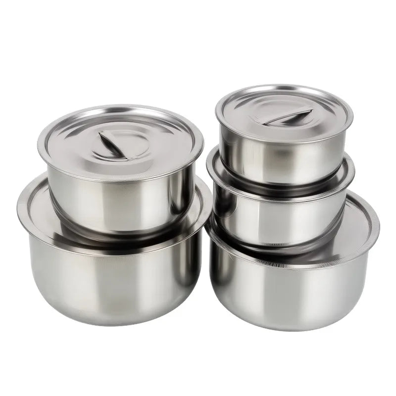 5pcs Stainless Steel Soup Pot Stock Pot Set with Lid Kitchenware Home Stew Pot Cooking Tools Cookware Kitchen Accessories