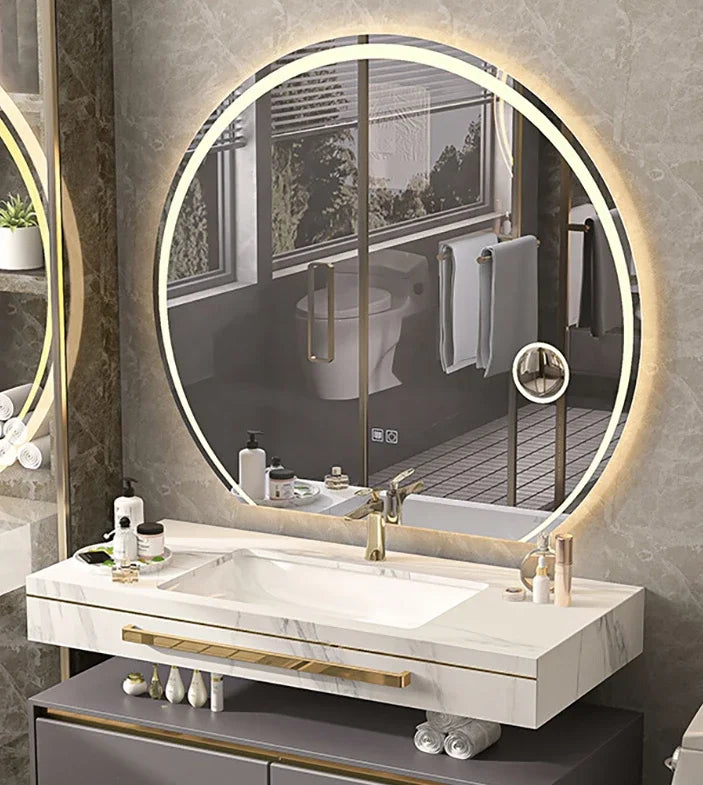 Intelligent Solid Wood Modern Luxury Bathroom Cabinet,and Washbasin