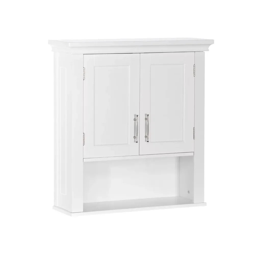 Home Somerset Collection 2-Door Bathroom Storage Wall Cabinet with 1 Open Shelf and 2 Interior Shelves, White